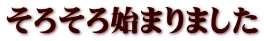 そろそろ始まりました