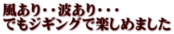 風あり・・波あり・・・ でもジギングで楽しめました 