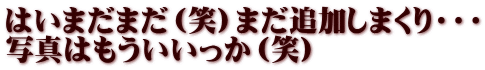 はいまだまだ（笑）まだ追加しまくり・・・ 写真はもういいっか（笑）