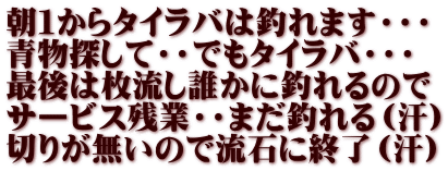 朝１からタイラバは釣れます・・・ 青物探して・・でもタイラバ・・・ 最後は枚流し誰かに釣れるので サービス残業・・まだ釣れる（汗） 切りが無いので流石に終了（汗）