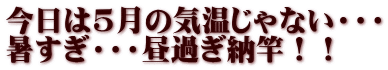 今日は5月の気温じゃない・・・ 暑すぎ・・・昼過ぎ納竿！！