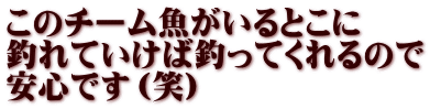 このチーム魚がいるとこに 釣れていけば釣ってくれるので 安心です（笑）