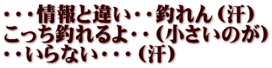 ・・・情報と違い・・釣れん（汗） こっち釣れるよ・・（小さいのが） ・・いらない・・・（汗）