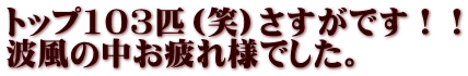 トップ103匹（笑）さすがです！！ 波風の中お疲れ様でした。