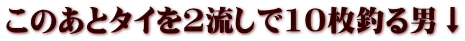 このあとタイを2流しで10枚釣る男↓