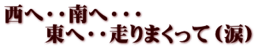 西へ・・南へ・・・ 　　東へ・・走りまくって（涙） 